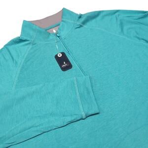 Johnnie-O Freeborne 1/4 Zip Golf Pullover Mens L Turquoise Long Sleeve NEW NWT